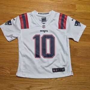 Nike New England Patriots Mac Jones 10 Youth Jersey White Road NFL Official L 7